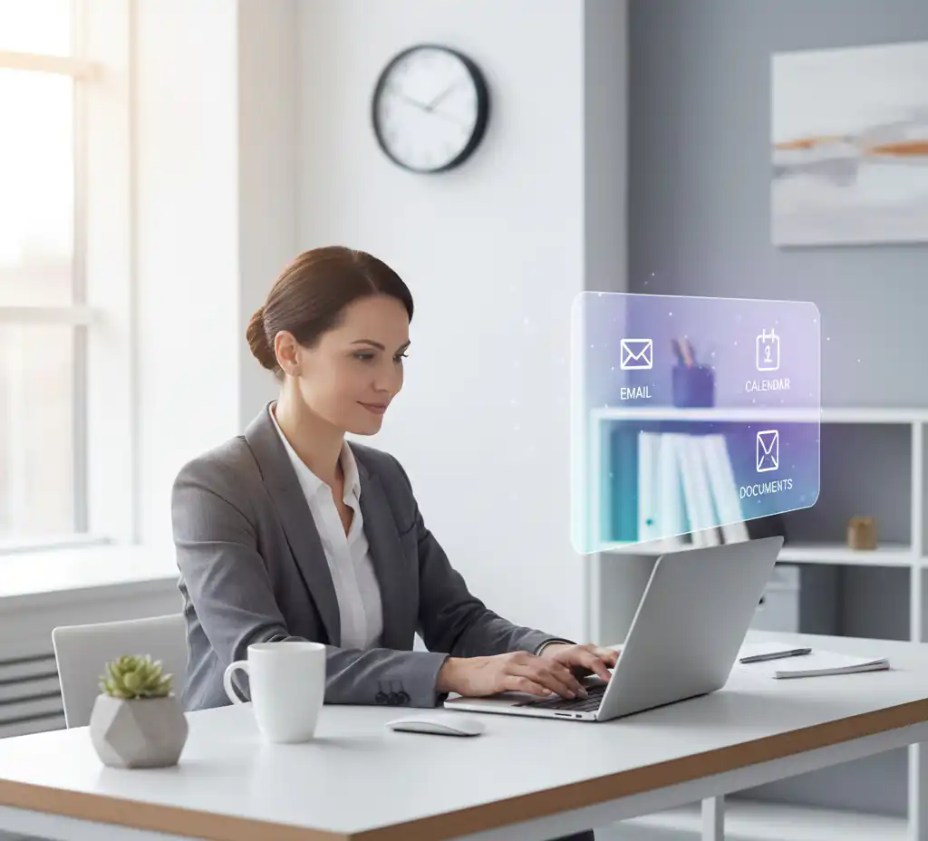 AI virtual assistant concept with modern technology interface